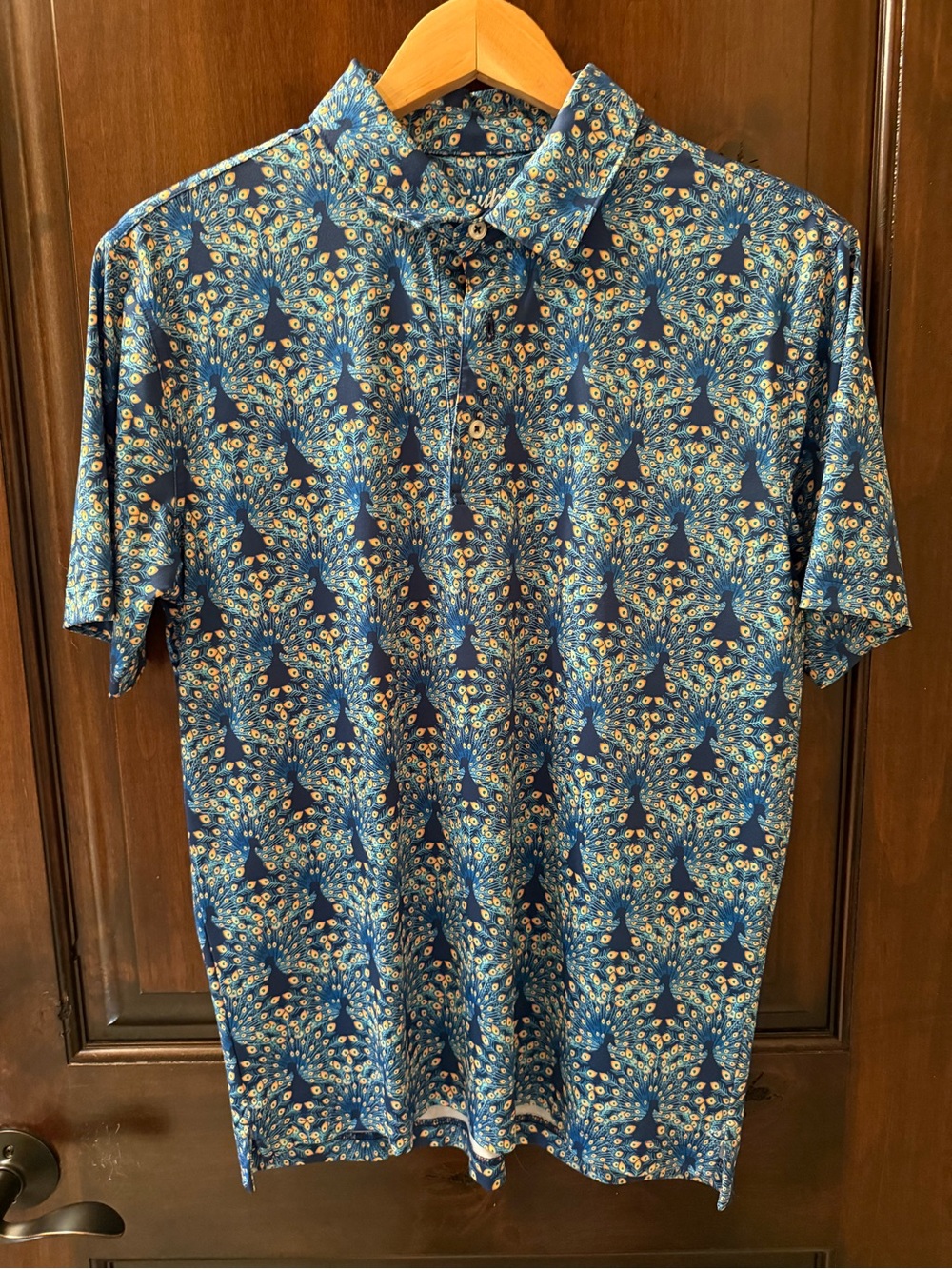 chubbies Blue Peacock-Print Short Sleeve Polo